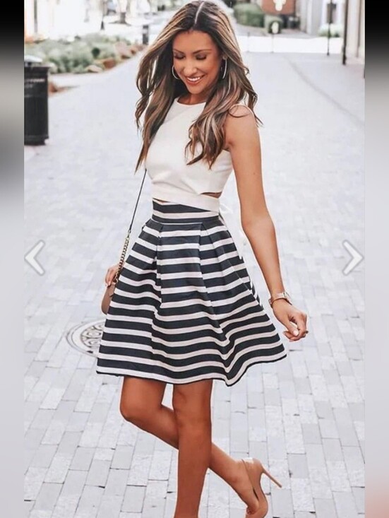 Chicwish Dresses & Skirts - Chicwish Adorable Stripe Pleated A-Line Midi Skirt-Size XL